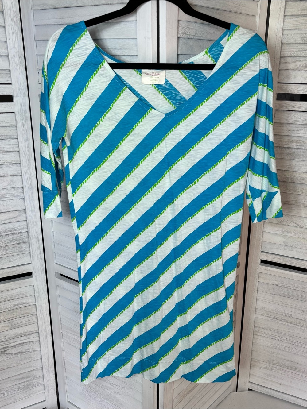 Lilly Pulitzer Blue White Stripe V-Neck Dress XS